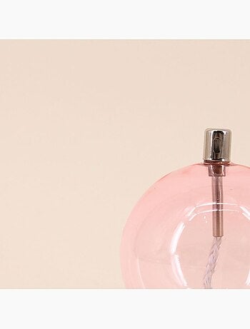 Lampe à huile sphère en verre soufflé rose 13cm