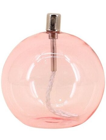 Lampe à huile sphère en verre soufflé rose 13cm