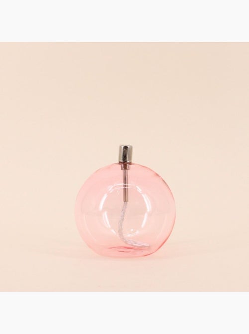 Lampe à huile sphère en verre soufflé rose 13cm - Kiabi