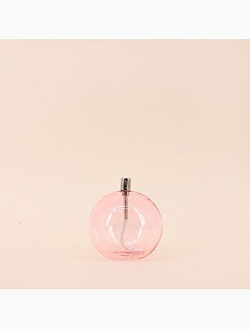Lampe à huile sphère en verre soufflé rose 9cm