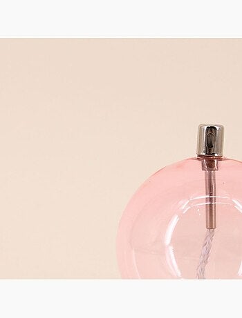Lampe à huile sphère en verre soufflé rose 9cm