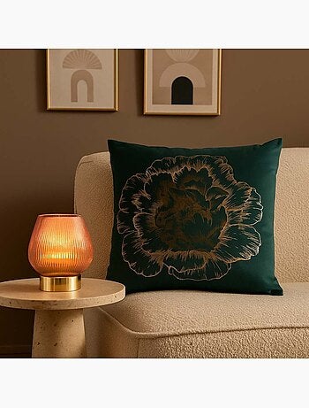 Lampe à poser à piles en verre strié rose 14x12cm