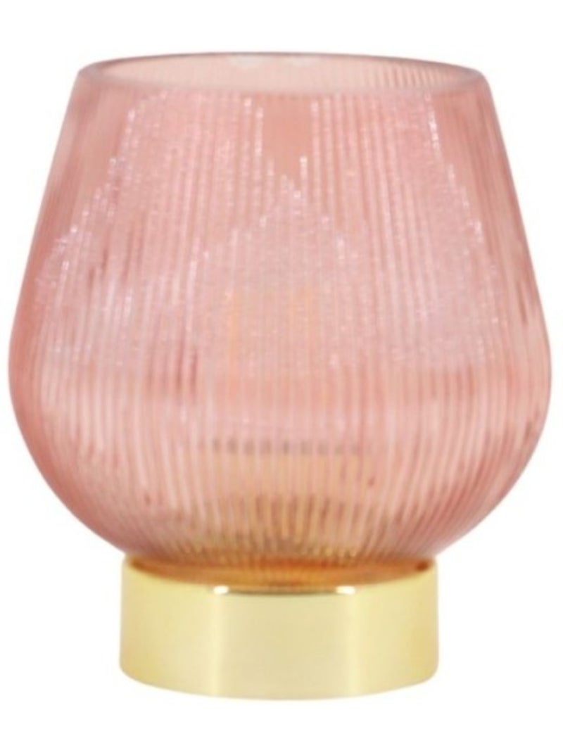 Lampe à poser à piles en verre strié rose 14x12cm Rose - Kiabi