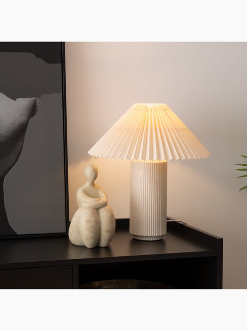 Lampe à poser abat-jour plissé en coton TALYA - Kiabi