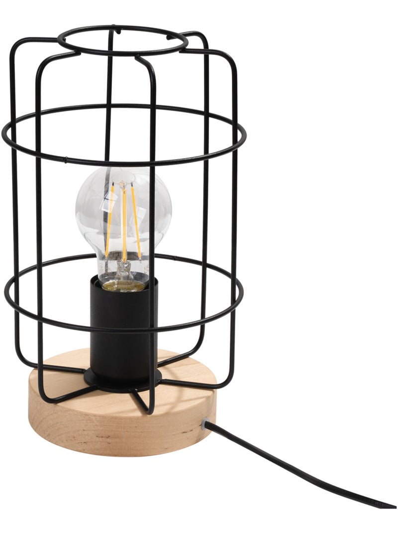 Lampe à poser Acier Bois/Noir E27 1 Gotto Marron - Kiabi