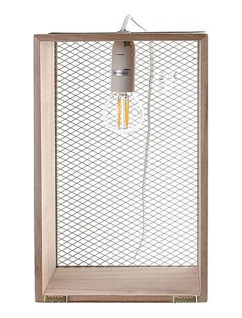 Lampe à poser avec cadre en bois Louise - H. 29 cm