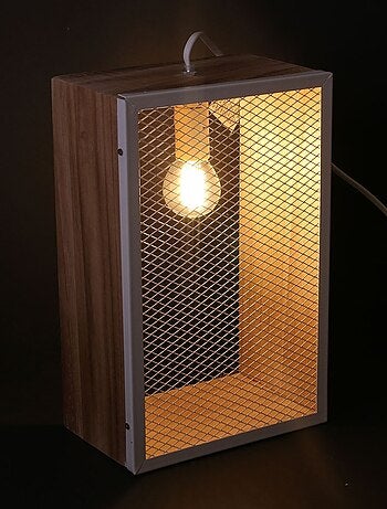 Lampe à poser avec cadre en bois Louise - H. 29 cm