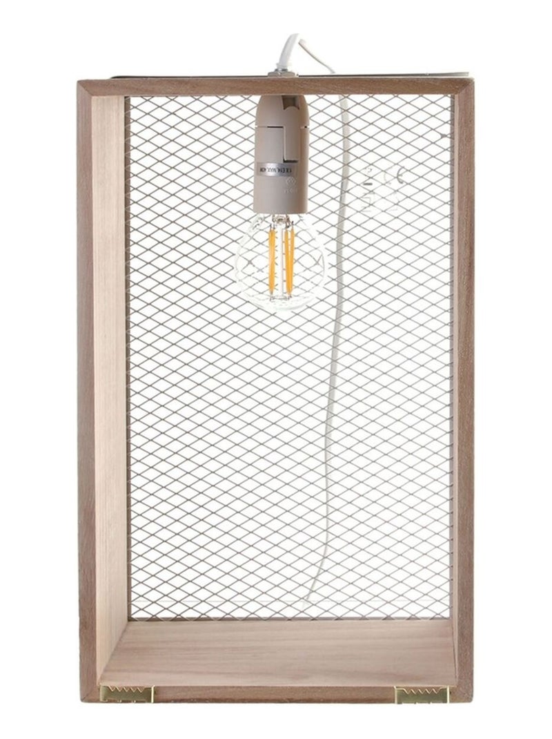 Lampe à poser avec cadre en bois Louise - H. 29 cm Blanc - Kiabi
