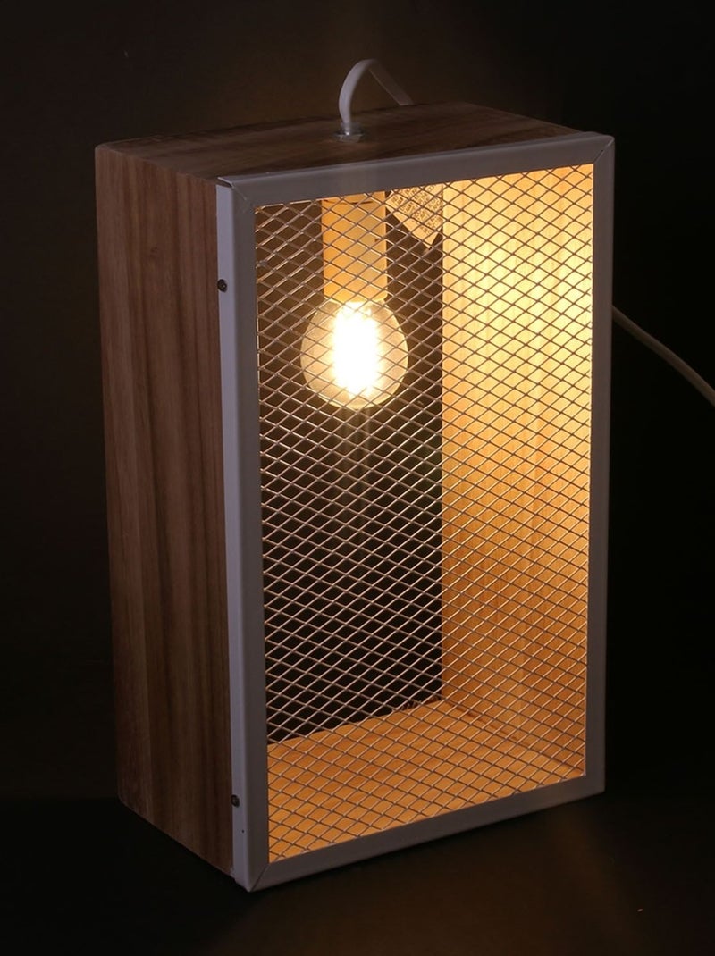 Lampe à poser avec cadre en bois Louise - H. 29 cm Blanc - Kiabi