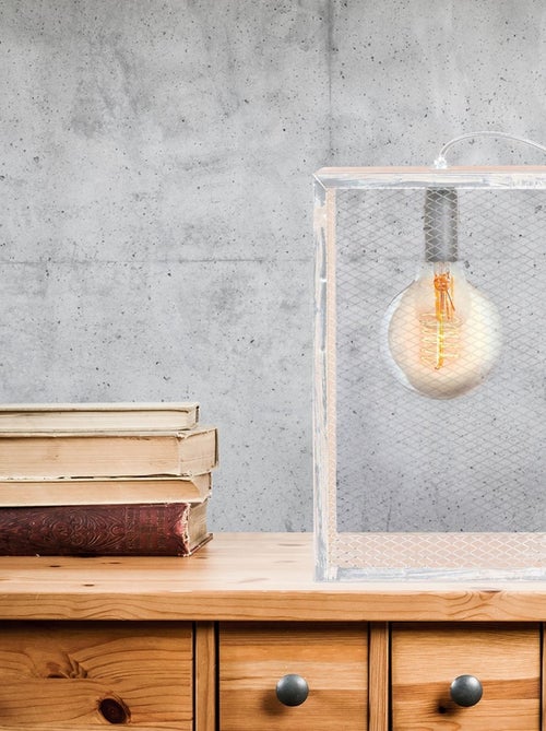 Lampe à poser avec cadre en bois LOUISE - Kiabi