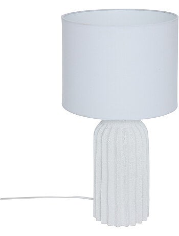 Lampe à poser béton nervuré abat-jour tissu FERNAN