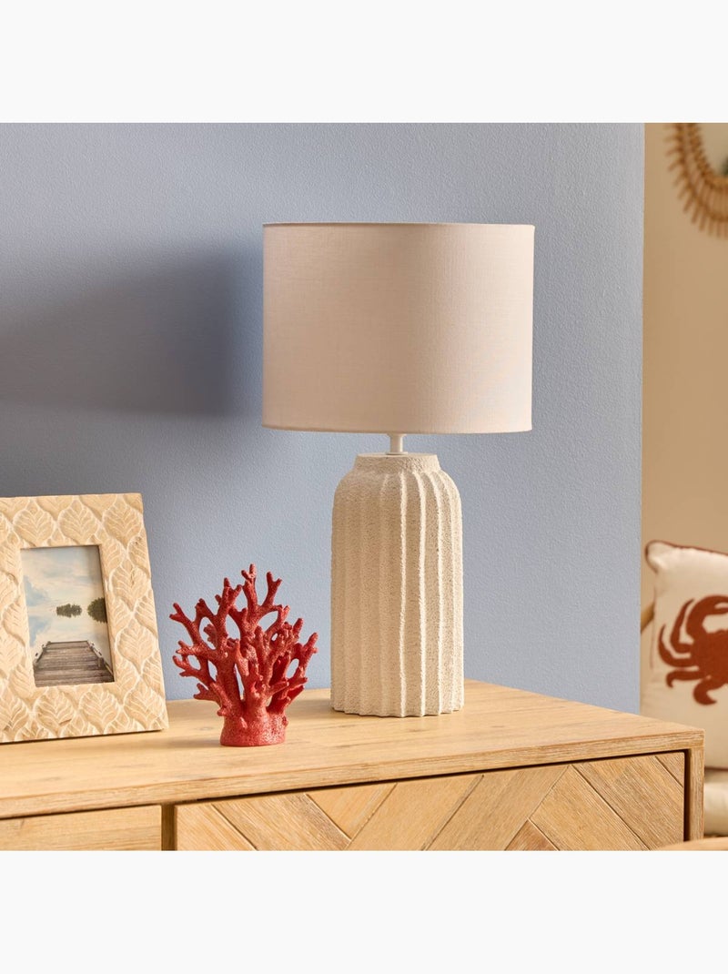 Lampe à poser béton nervuré abat-jour tissu FERNAN Blanc - Kiabi