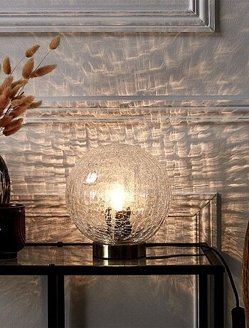 Lampe à poser boule en verre ciselé