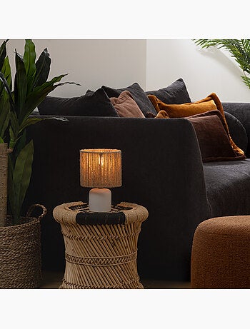 Lampe à poser céramique et chanvre KOBY