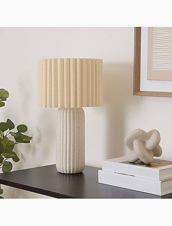 Lampe à poser céramique abat-jour plissé KENAN