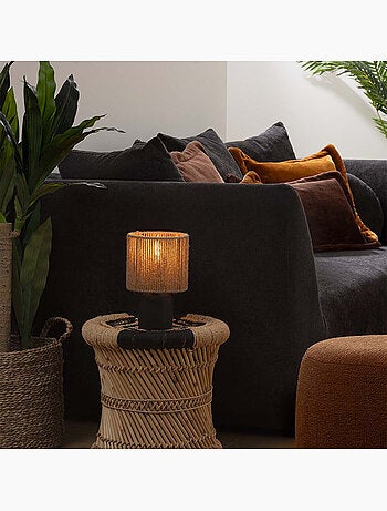 Lampe à poser céramique et chanvre KOBY