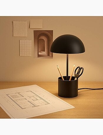 Lampe à poser champignon en métal noir 37cm
