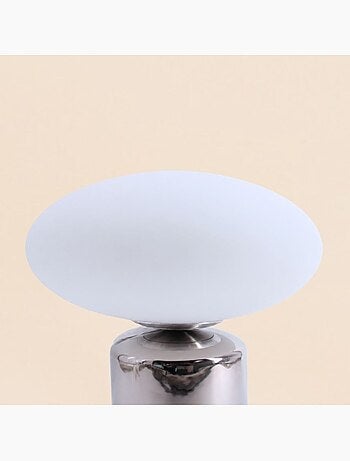 Lampe à poser chrome en céramique et verre 31cm