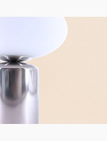 Lampe à poser chrome en céramique et verre 31cm