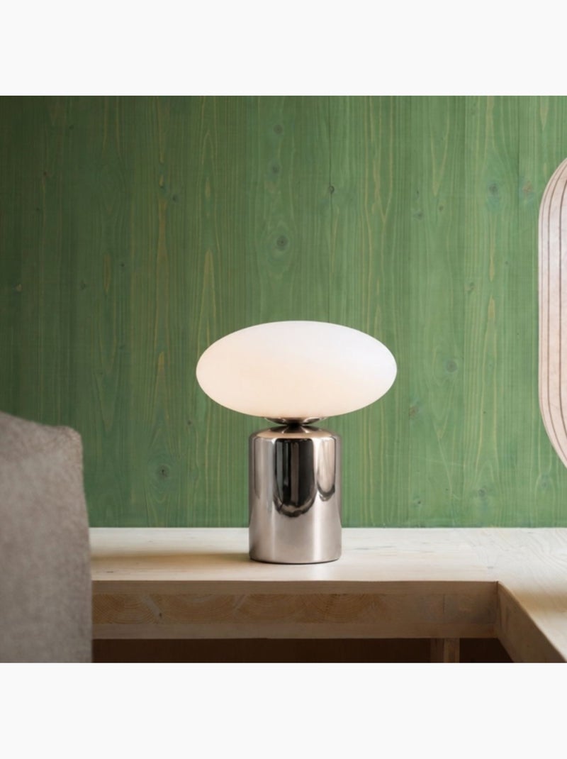 Lampe à poser chrome en céramique et verre 31cm Gris - Kiabi