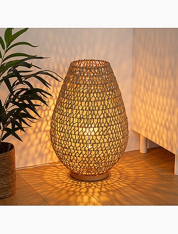 Lampe à poser corde tressée bois de hêtre ETEL