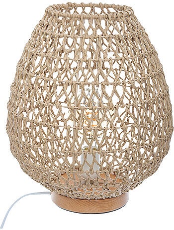 Lampe à poser corde tressée bois de hêtre ETEL
