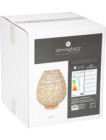 Lampe à poser corde tressée bois de hêtre ETEL