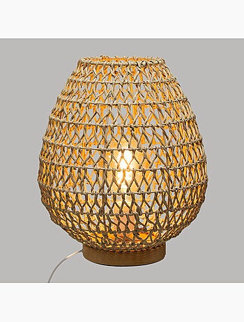 Lampe à poser corde tressée bois de hêtre ETEL