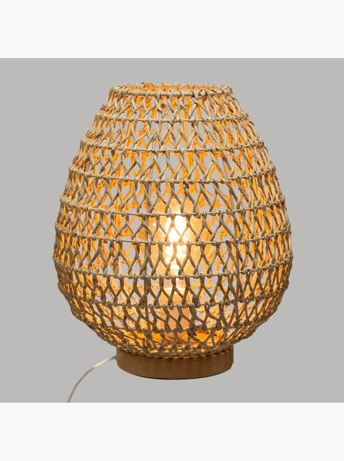 Lampe à poser corde tressée bois de hêtre ETEL - Kiabi