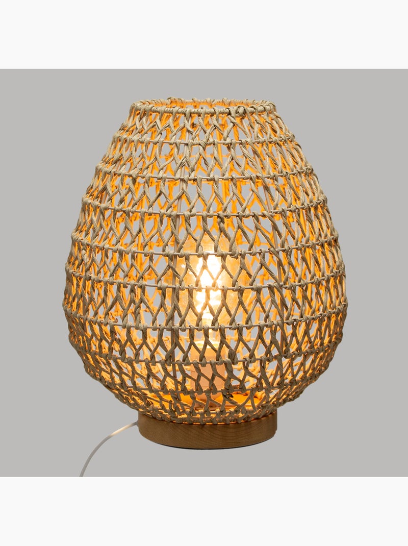 Lampe à poser corde tressée bois de hêtre ETEL Beige - Kiabi