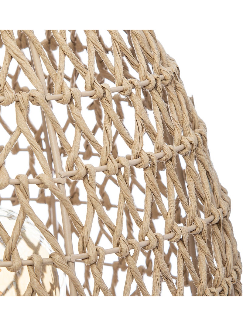 Lampe à poser corde tressée bois de hêtre ETEL Beige - Kiabi