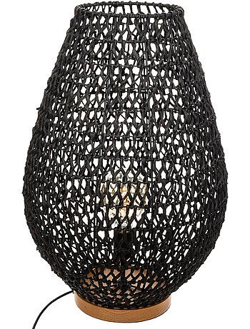 Lampe à poser corde tressée bois de hêtre ETEL