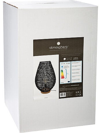 Lampe à poser corde tressée bois de hêtre ETEL