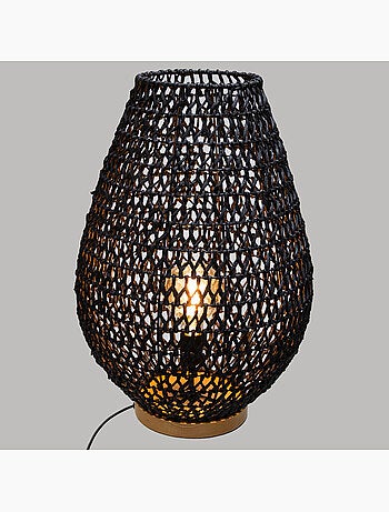 Lampe à poser corde tressée bois de hêtre ETEL