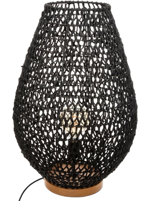 Lampe à poser corde tressée bois de hêtre ETEL - Kiabi Lampe à poser corde tressée bois de hêtre ETEL - Kiabi