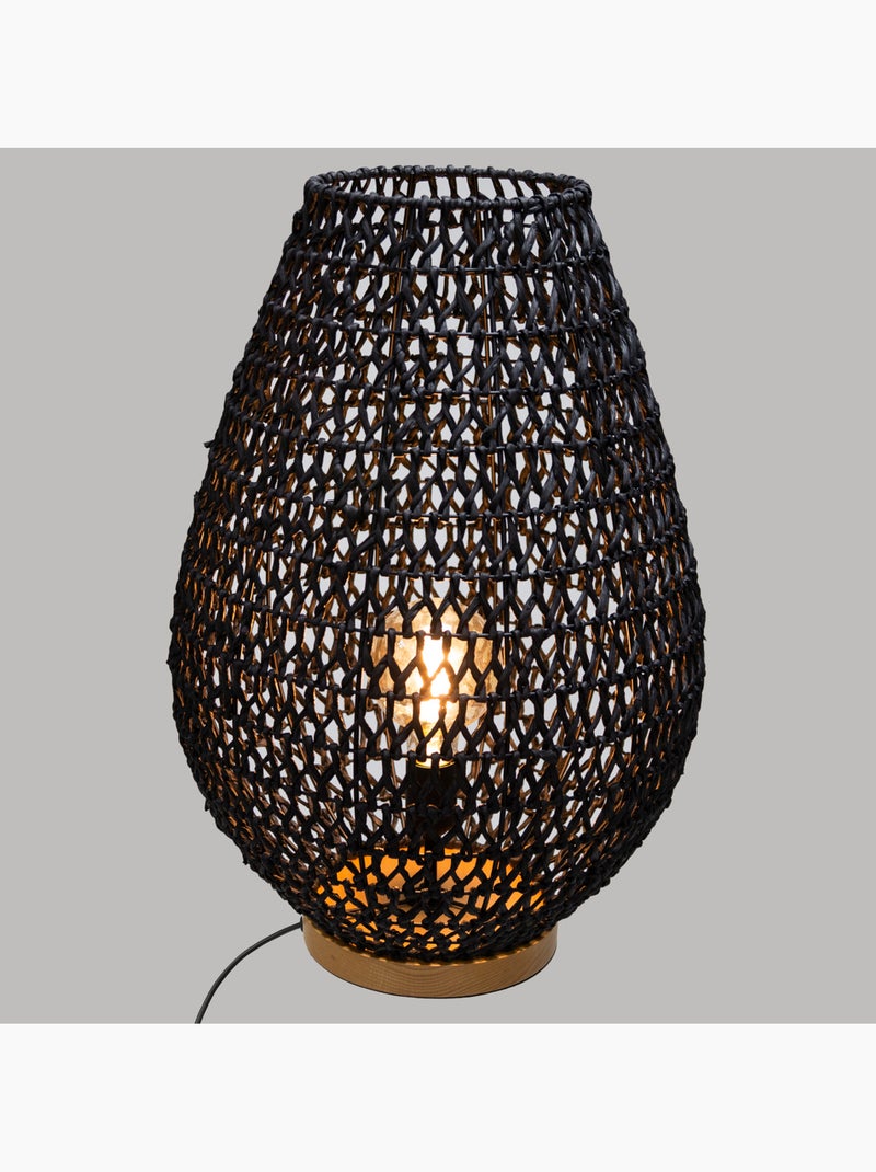 Lampe à poser corde tressée bois de hêtre ETEL Noir - Kiabi
