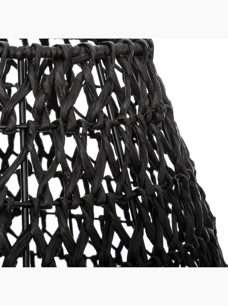 Lampe à poser corde tressée bois de hêtre ETEL Noir - Kiabi