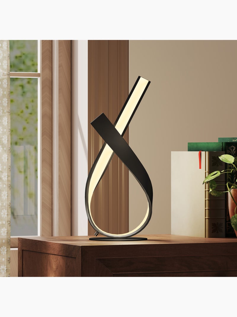Lampe à poser design contemporain spirale alu. Noir led blanc chaud Noir - Kiabi