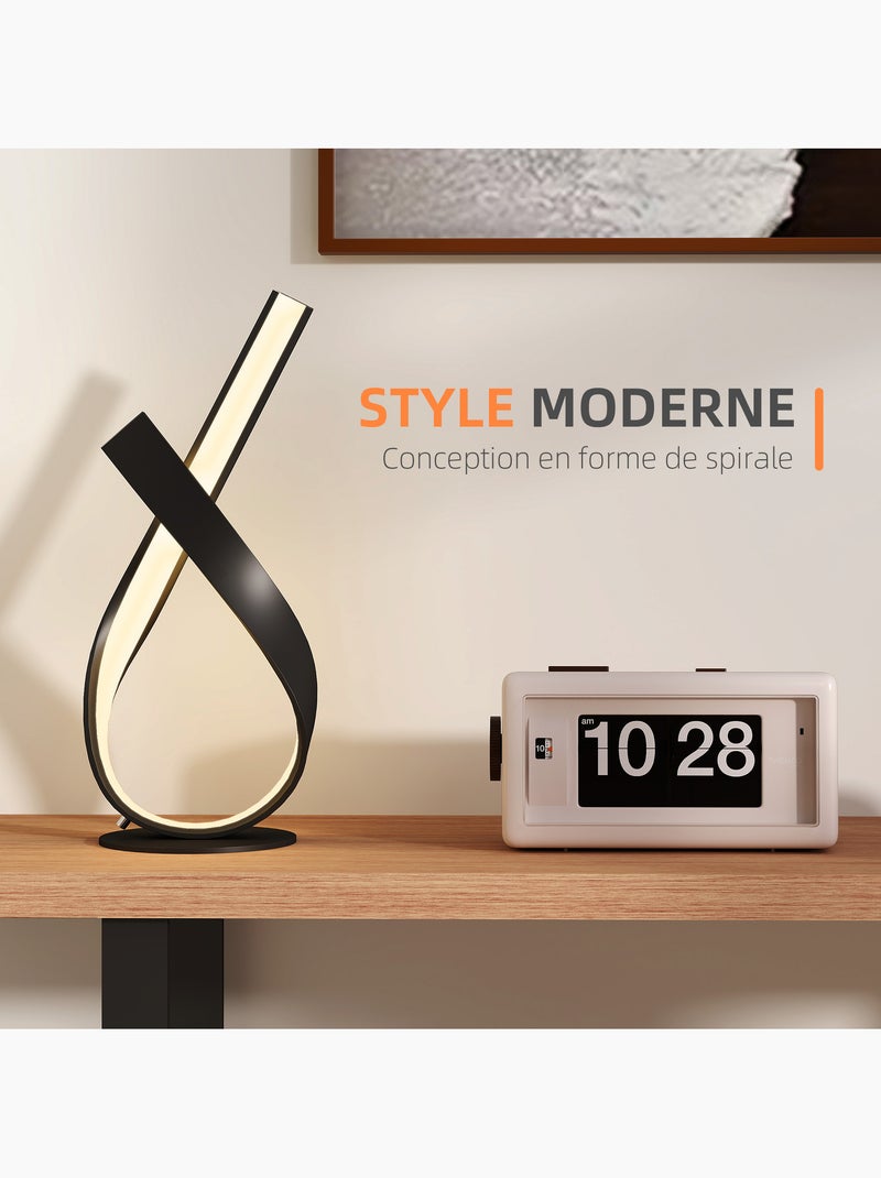 Lampe à poser design contemporain spirale alu. Noir led blanc chaud Noir - Kiabi