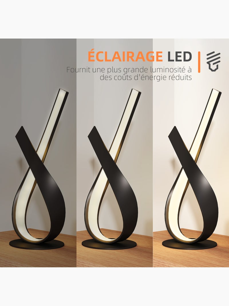 Lampe à poser design contemporain spirale alu. Noir led blanc chaud Noir - Kiabi