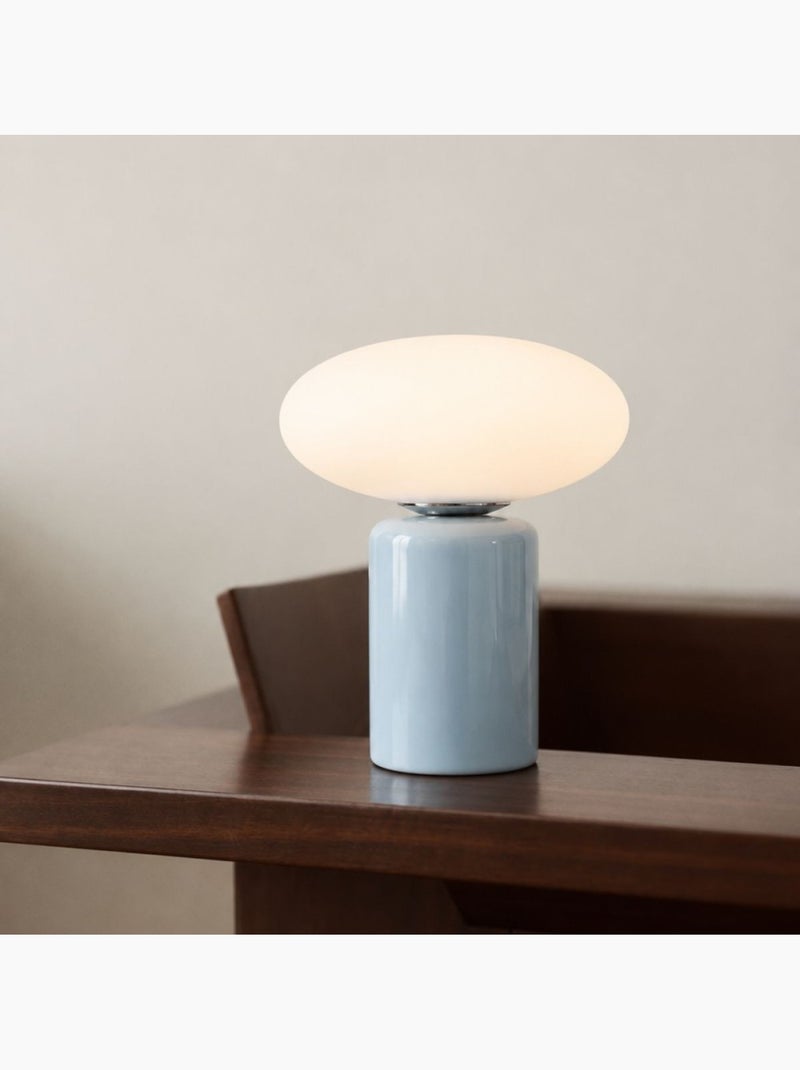 Lampe à poser design en céramique et verre 31cm Bleu - Kiabi