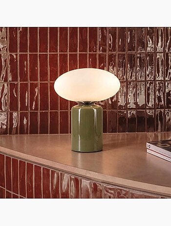 Lampe à poser design en céramique et verre 31cm