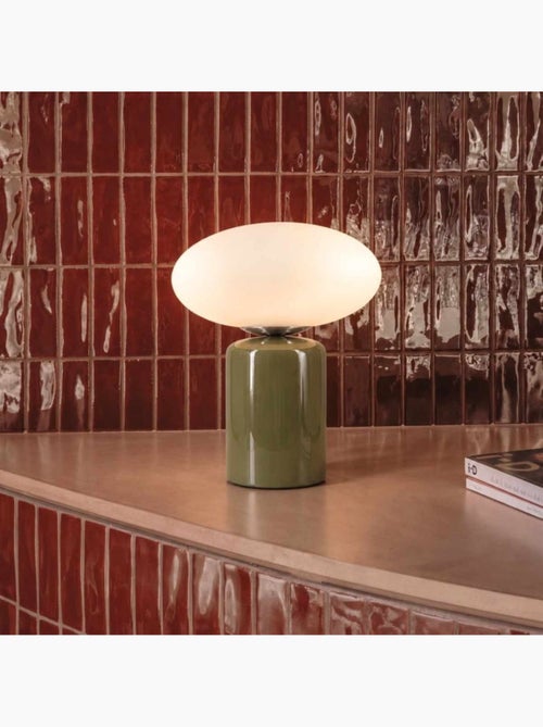 Lampe à poser design en céramique et verre 31cm - Kiabi Lampe à poser design en céramique et verre 31cm - Kiabi