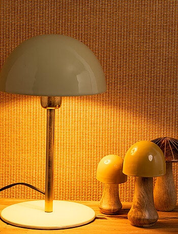 Lampe à poser design tige dorée & abat-jour vert sauge