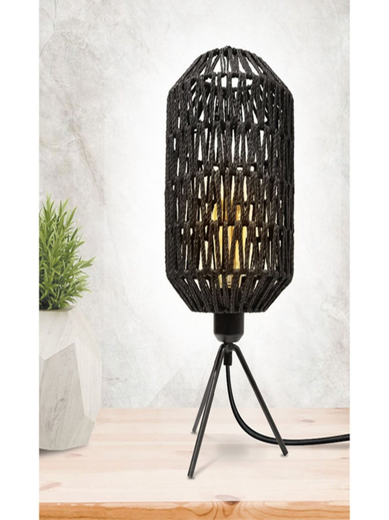 Lampe à poser effet corde design ethnique ROMÉO Noir - Kiabi
