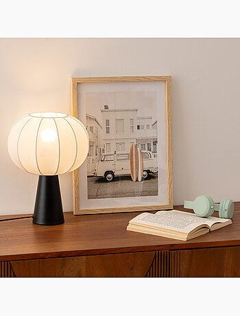 Lampe à poser en acier abat-jour en coton TOBIE
