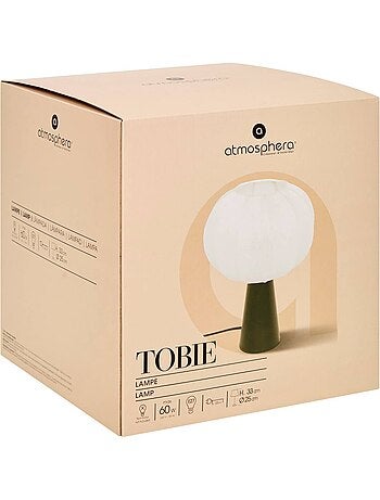 Lampe à poser en acier abat-jour en coton TOBIE