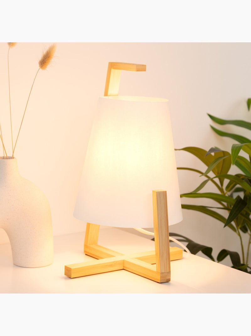 Lampe à poser en bambou abat-jour papier GONG Blanc - Kiabi