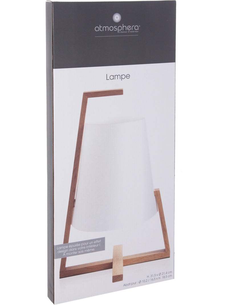 Lampe à poser en bambou abat-jour papier GONG Blanc - Kiabi