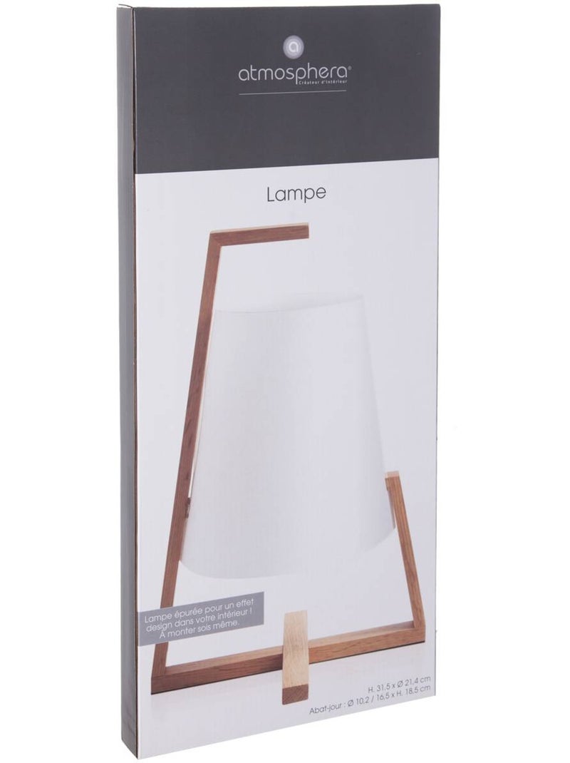 Lampe à poser en bambou abat-jour papier GONG Blanc - Kiabi